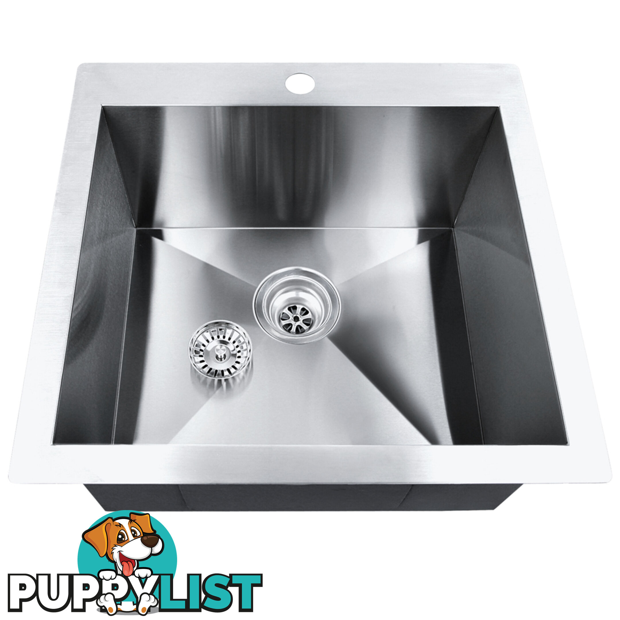 Stainless Steel Kitchen Laundry Sink w/ Strainer Waste 530 x 500mm