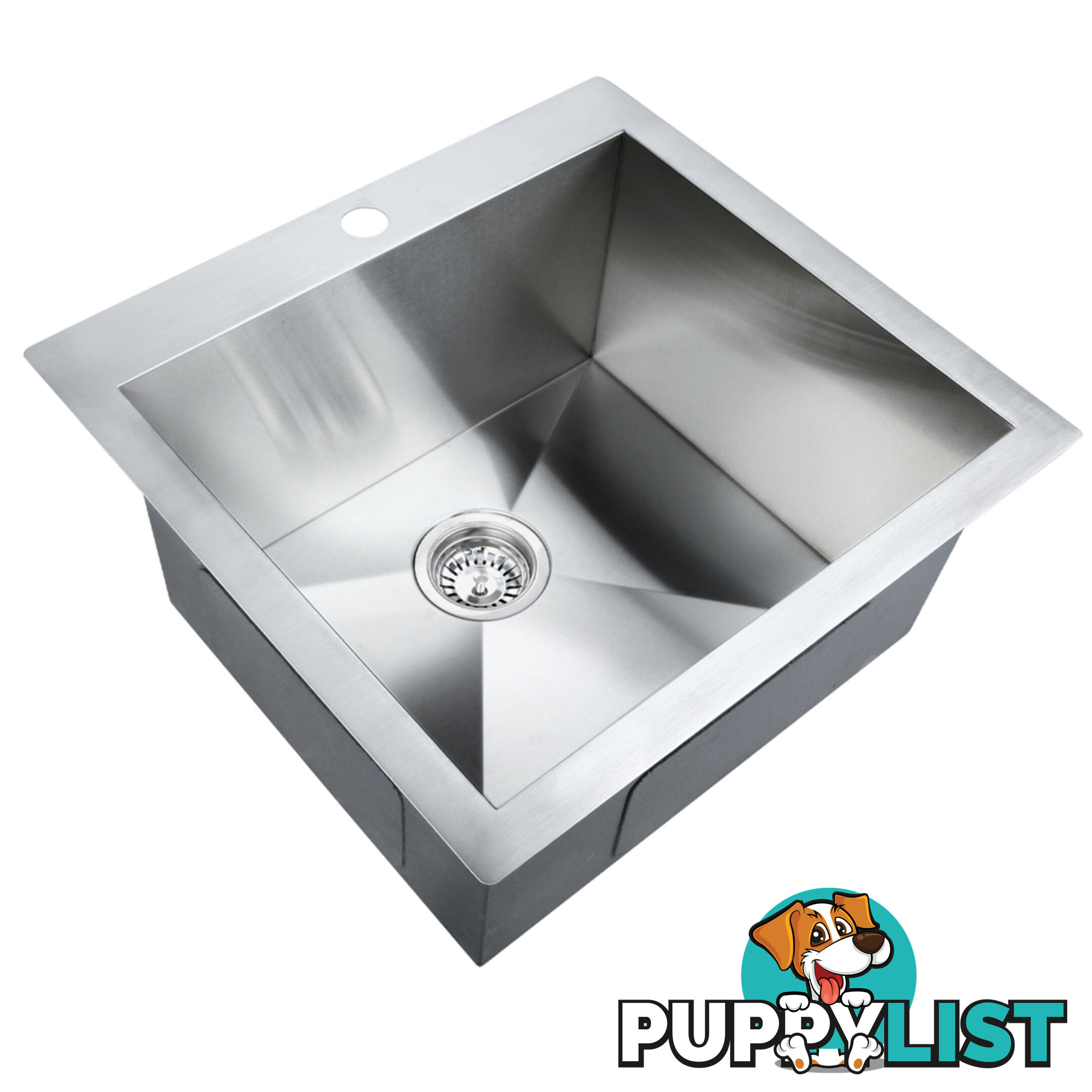 Stainless Steel Kitchen Laundry Sink w/ Strainer Waste 530 x 500mm