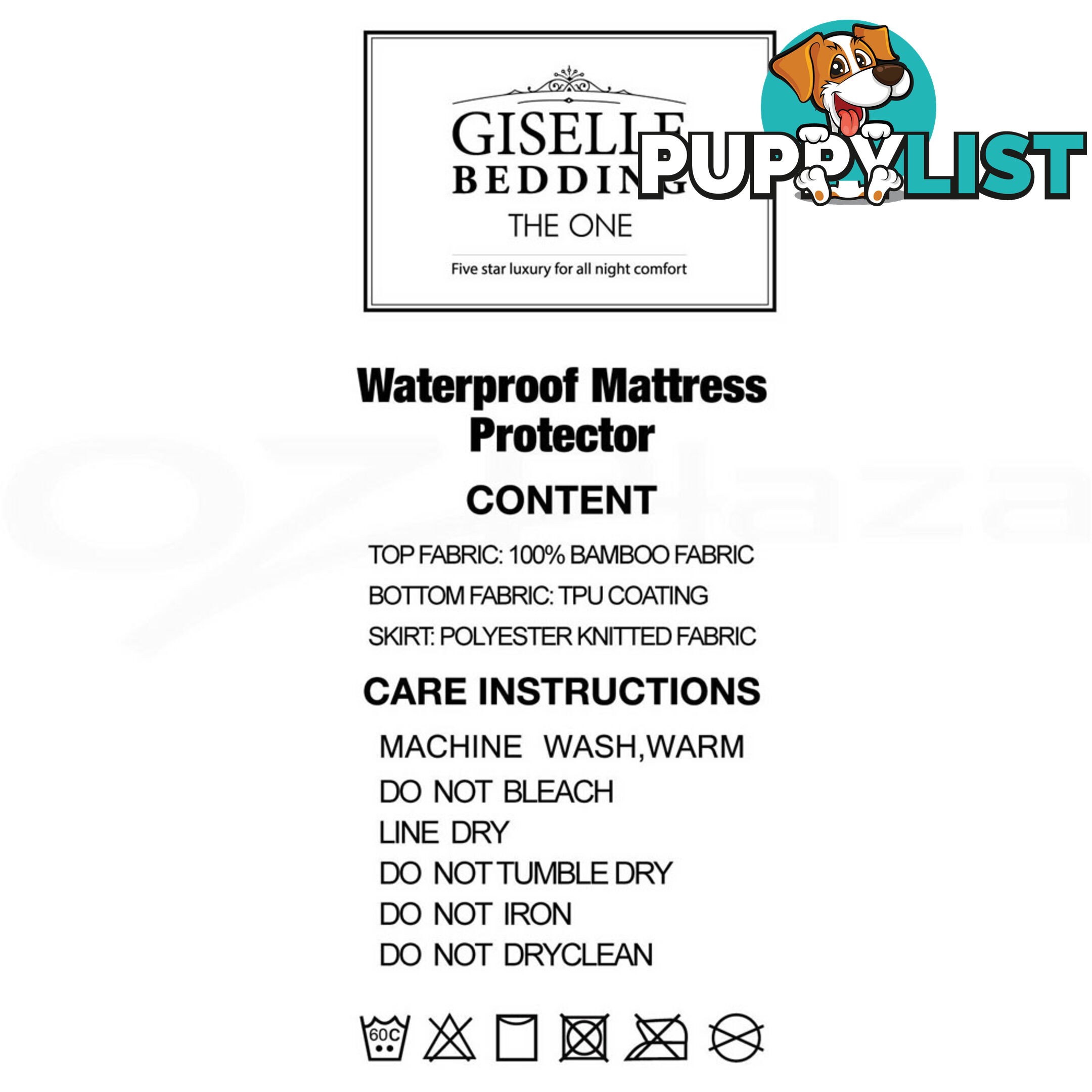 Waterproof Bamboo Mattress Protector - Single