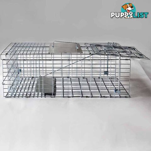 Set of 2 Humane Animal Trap Cage 66 x 23 x 25cm Silver