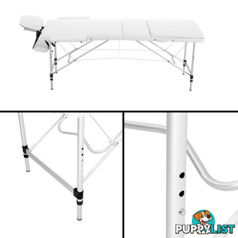 Portable Aluminium 3 Fold Massage Table Chair Bed White 60cm