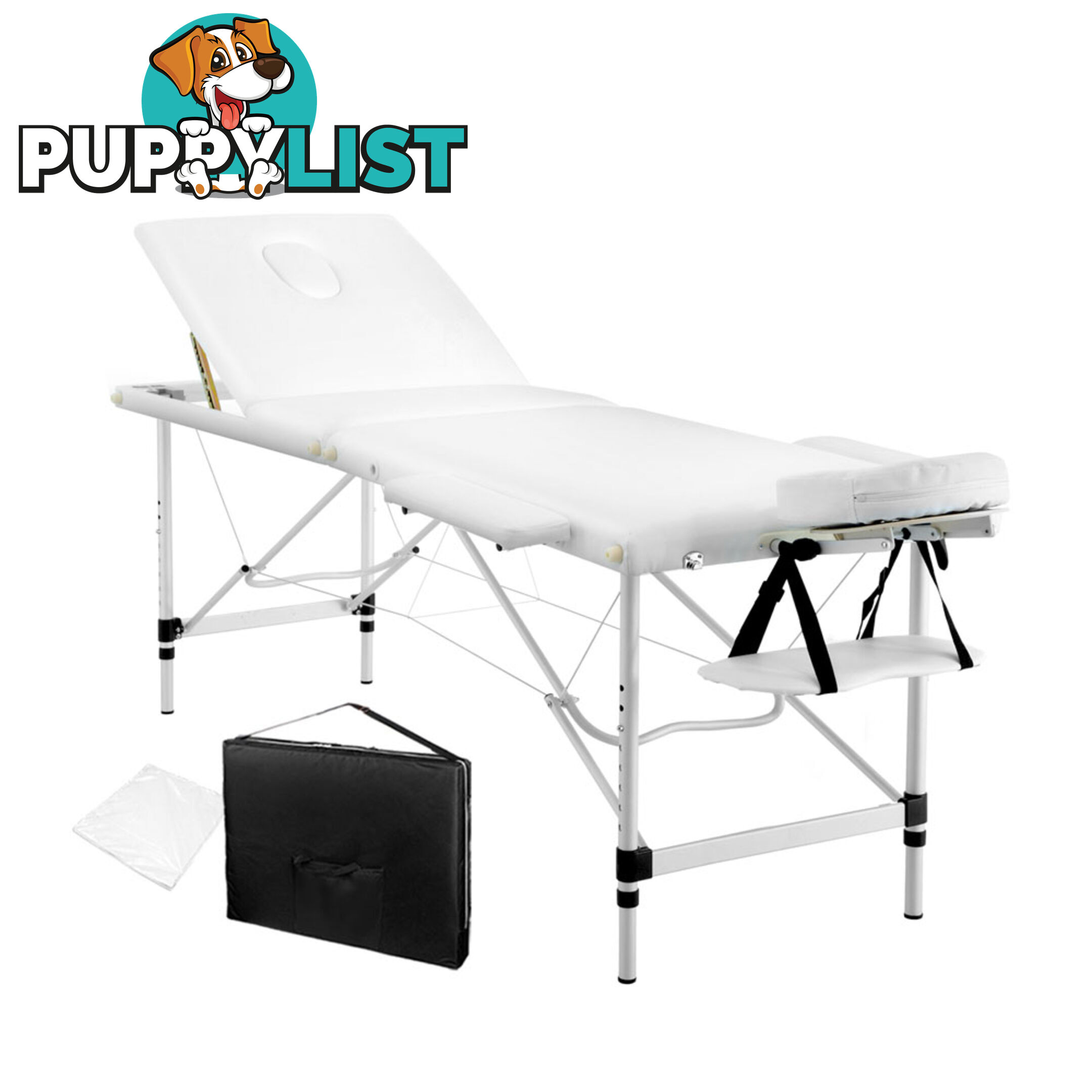 Portable Aluminium 3 Fold Massage Table Chair Bed White 60cm