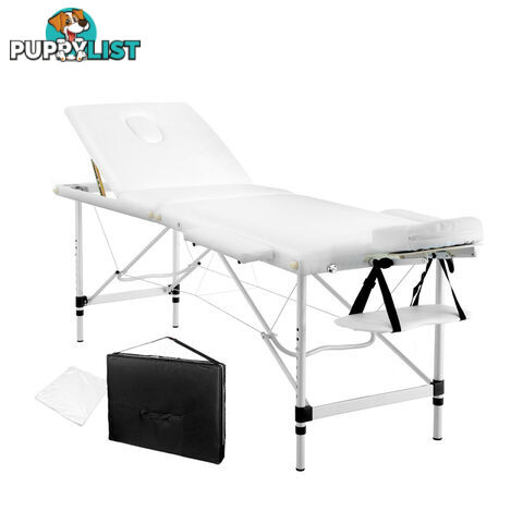 Portable Aluminium 3 Fold Massage Table Chair Bed White 60cm