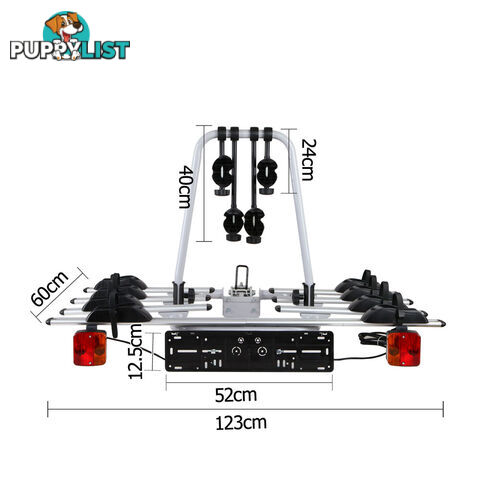 Bicycle Bike Carrier Rack  w/ Tow Ball Mount Black Silver