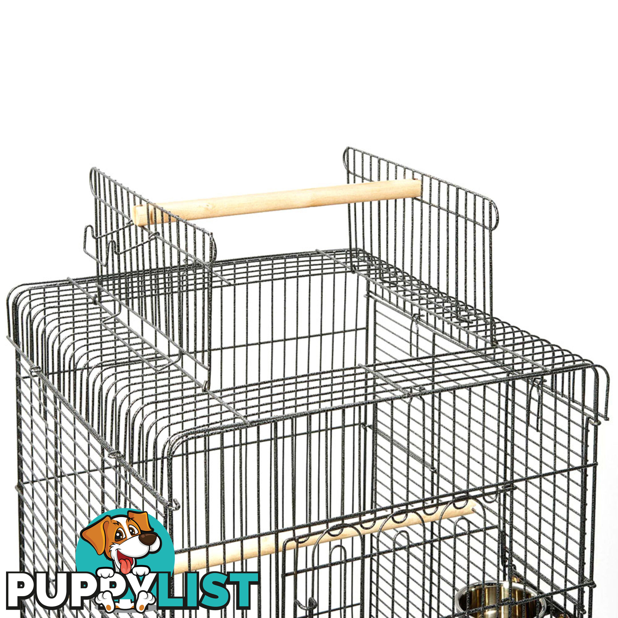 Parrot Pet Aviary Bird Cage w/ Open Roof 145cm Black