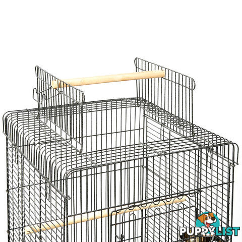 Parrot Pet Aviary Bird Cage w/ Open Roof 145cm Black