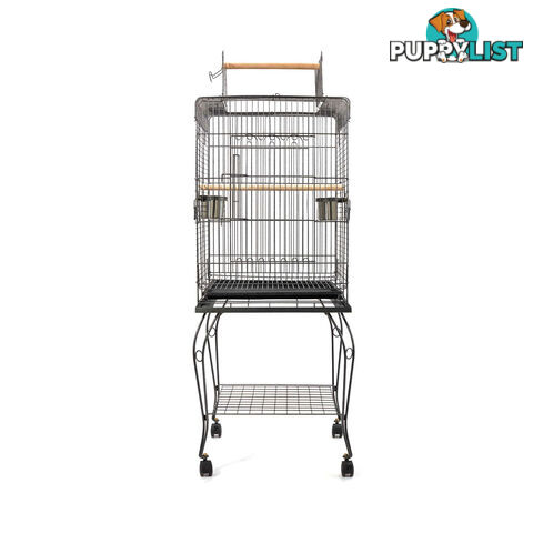 Parrot Pet Aviary Bird Cage w/ Open Roof 145cm Black