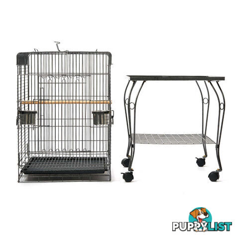 Parrot Pet Aviary Bird Cage w/ Open Roof 145cm Black