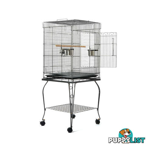 Parrot Pet Aviary Bird Cage w/ Open Roof 145cm Black