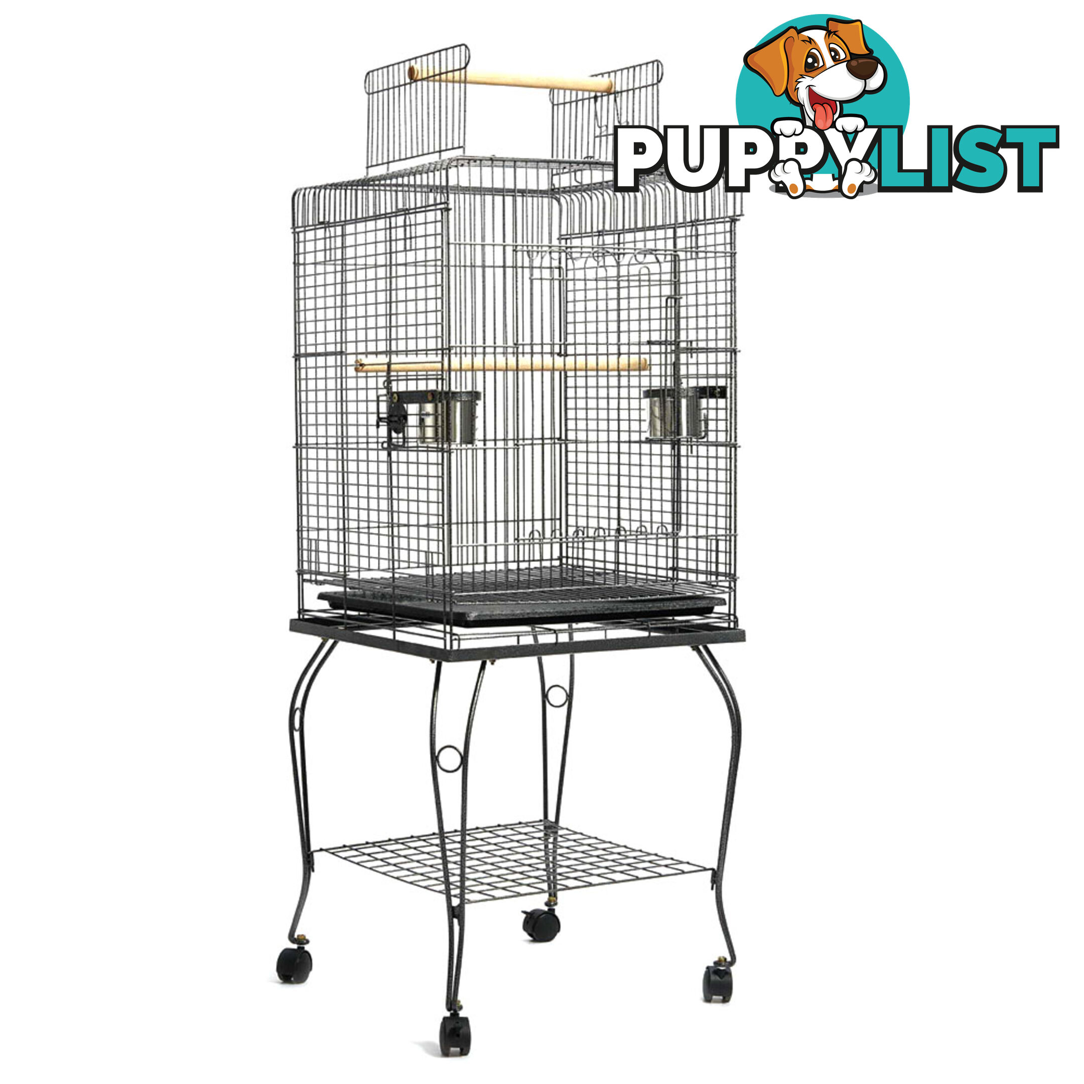 Parrot Pet Aviary Bird Cage w/ Open Roof 145cm Black