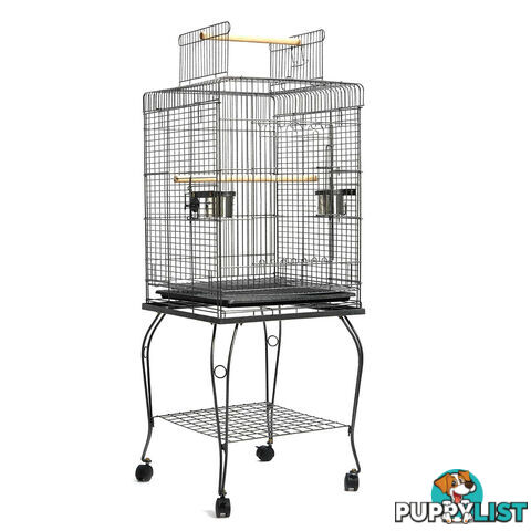 Parrot Pet Aviary Bird Cage w/ Open Roof 145cm Black