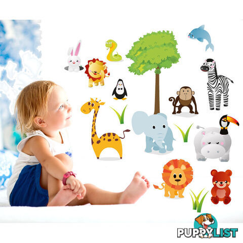 Medium Size Cute Zoo Animals Kids Wall Stickers - Totally Movable