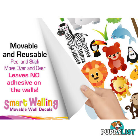 Medium Size Cute Zoo Animals Kids Wall Stickers - Totally Movable