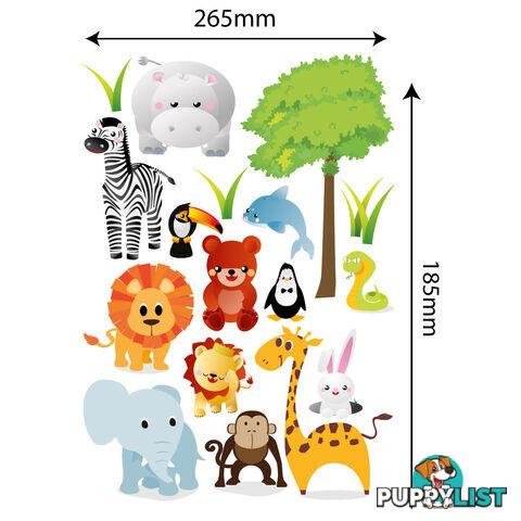 Medium Size Cute Zoo Animals Kids Wall Stickers - Totally Movable