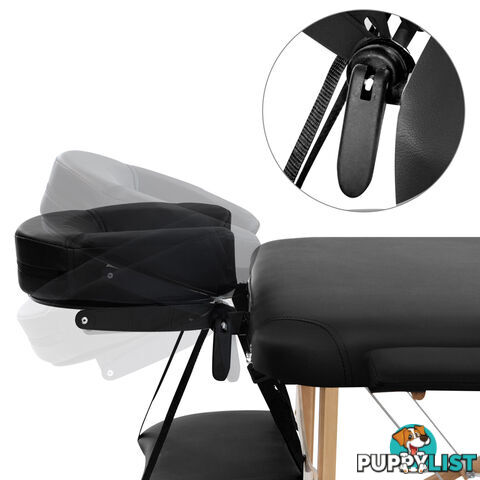 Portable Wooden 3 Fold Massage Table Chair Bed Black 70 cm