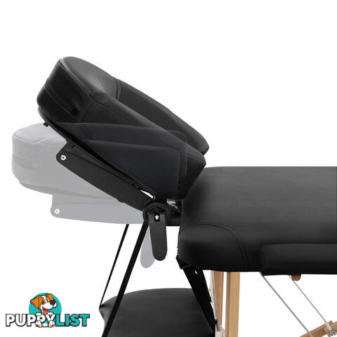 Portable Wooden 3 Fold Massage Table Chair Bed Black 70 cm