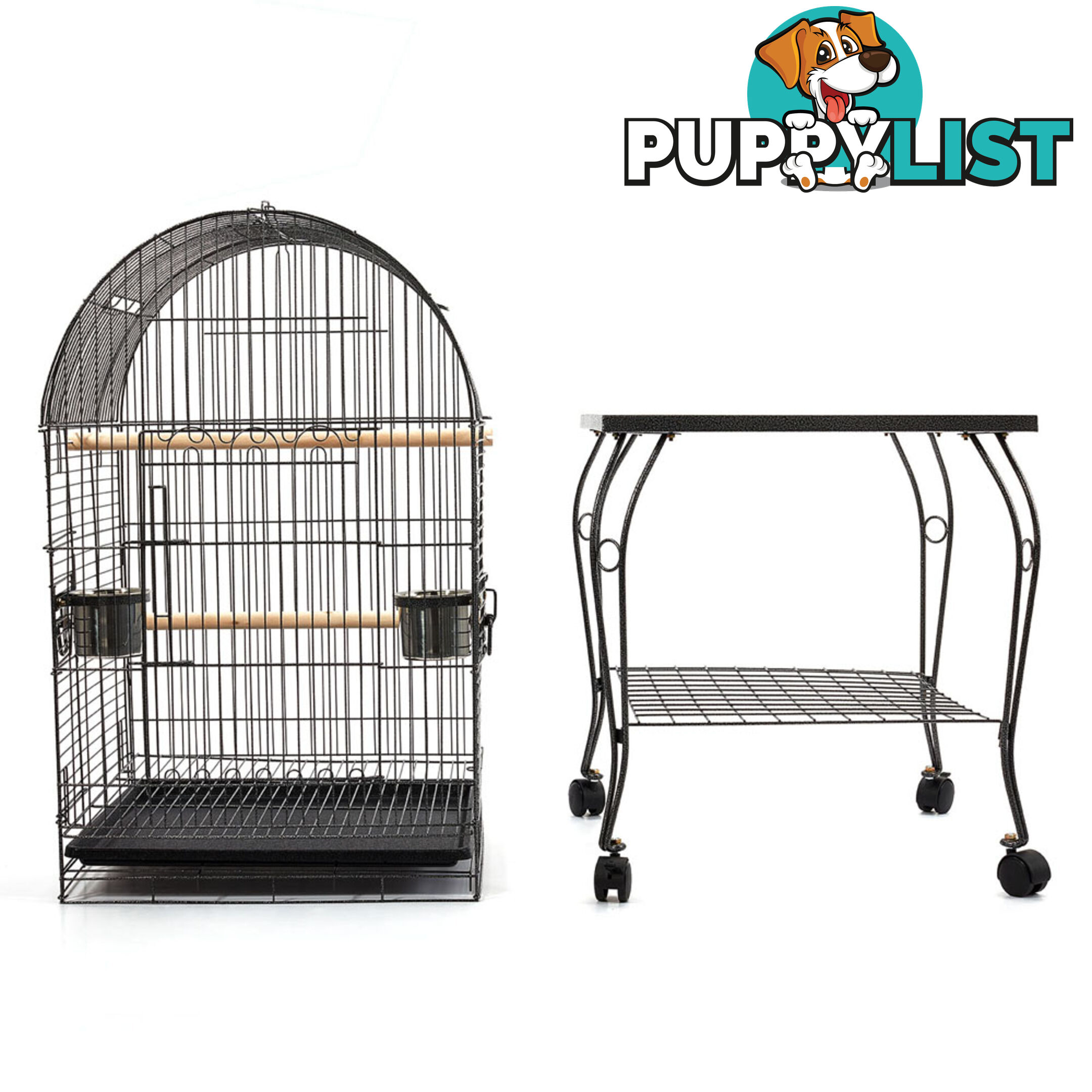 Parrot Pet Aviary Bird Cage w/ Open Roof 150cm Black