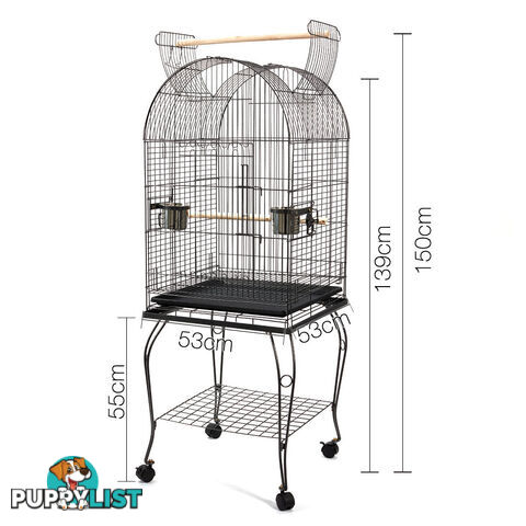 Parrot Pet Aviary Bird Cage w/ Open Roof 150cm Black