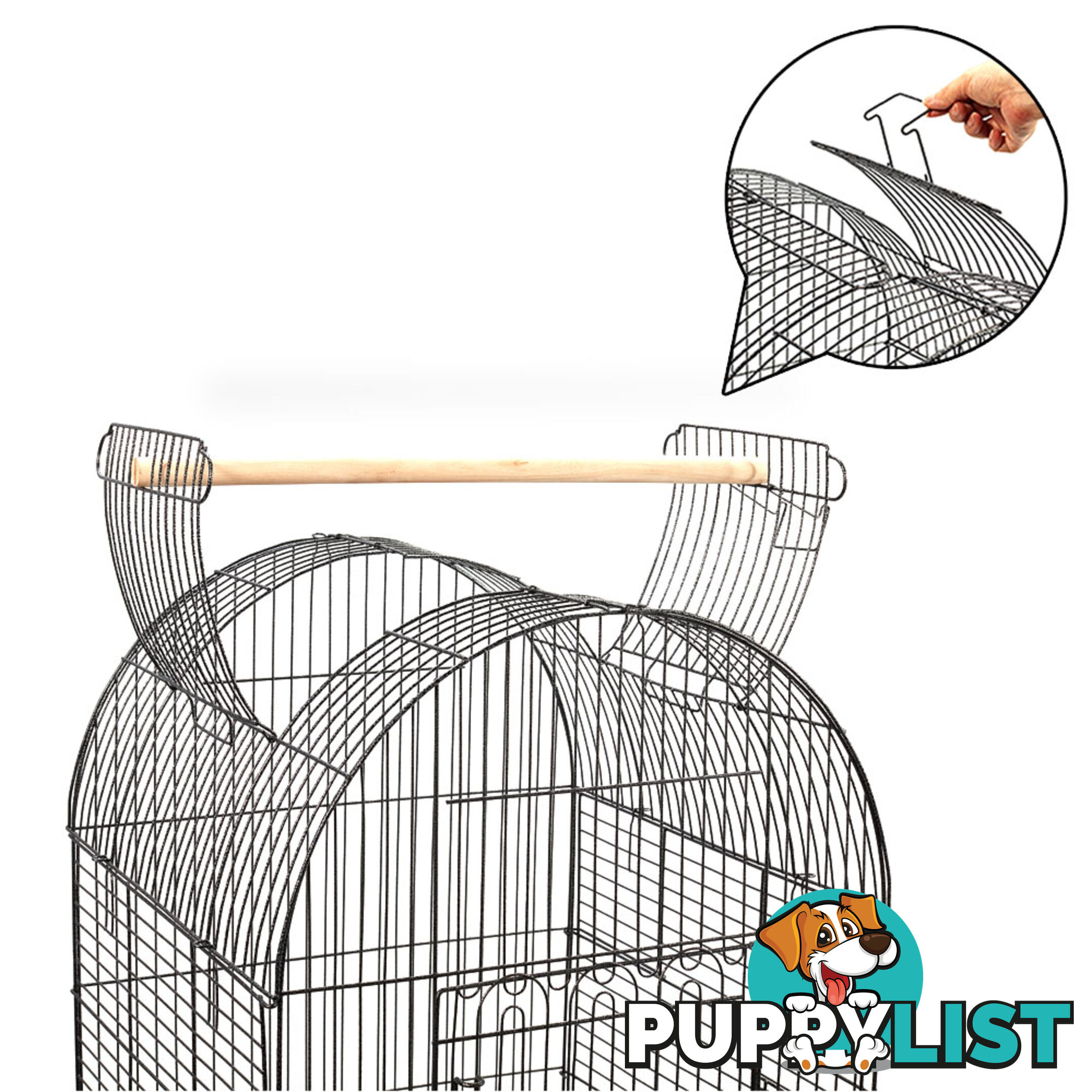 Parrot Pet Aviary Bird Cage w/ Open Roof 150cm Black