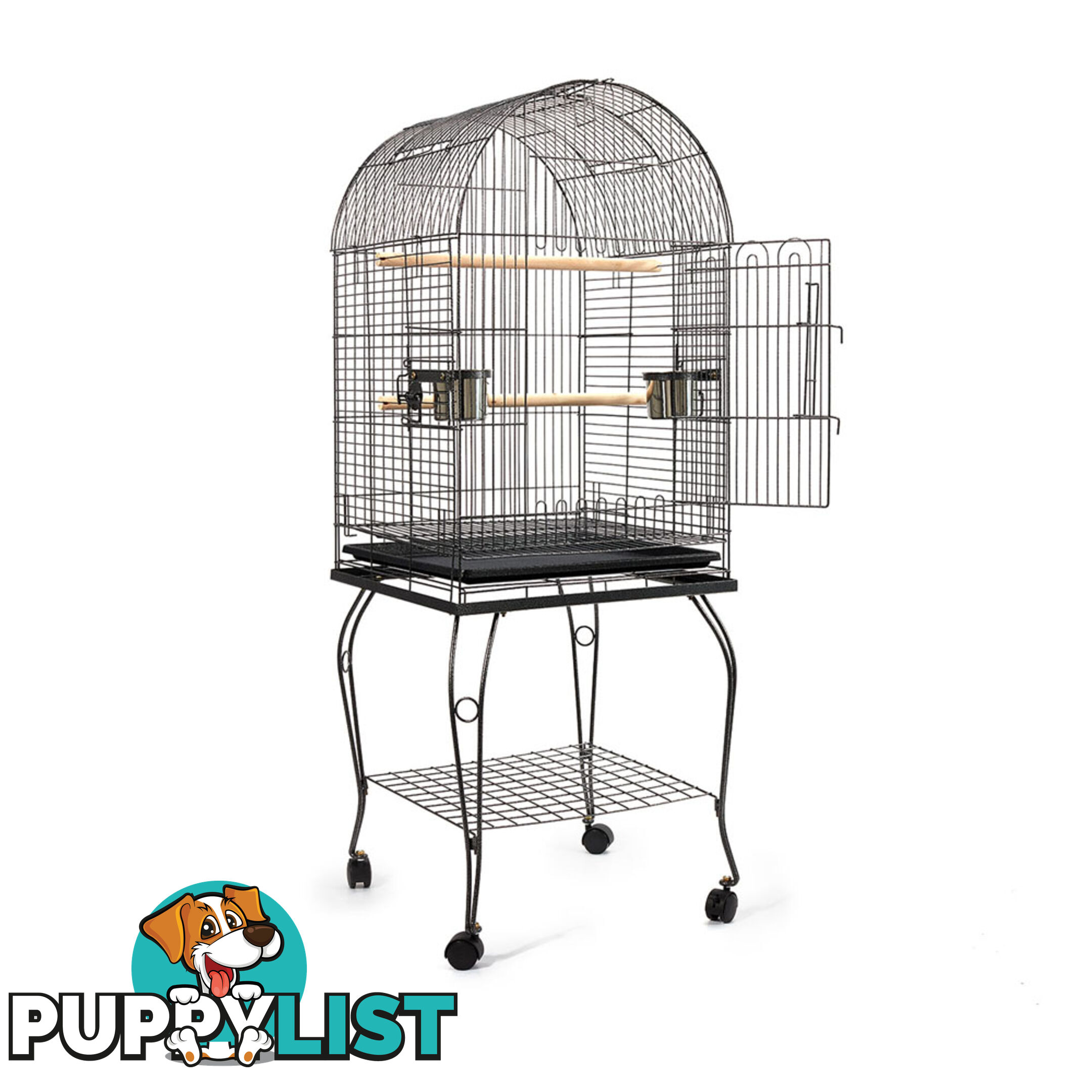 Parrot Pet Aviary Bird Cage w/ Open Roof 150cm Black