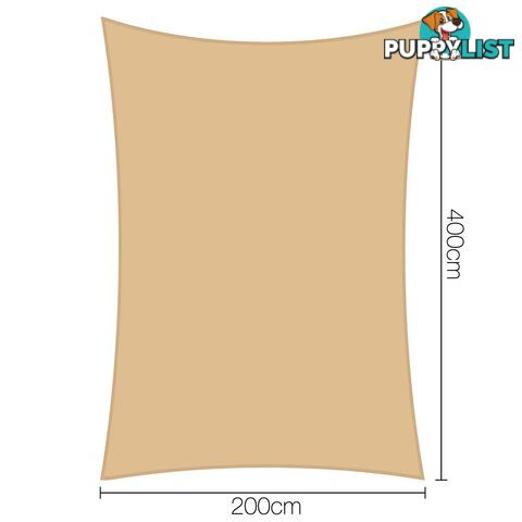 Heavy Duty 185GSM Shade Sail Canopy 2 x 4 M Sand