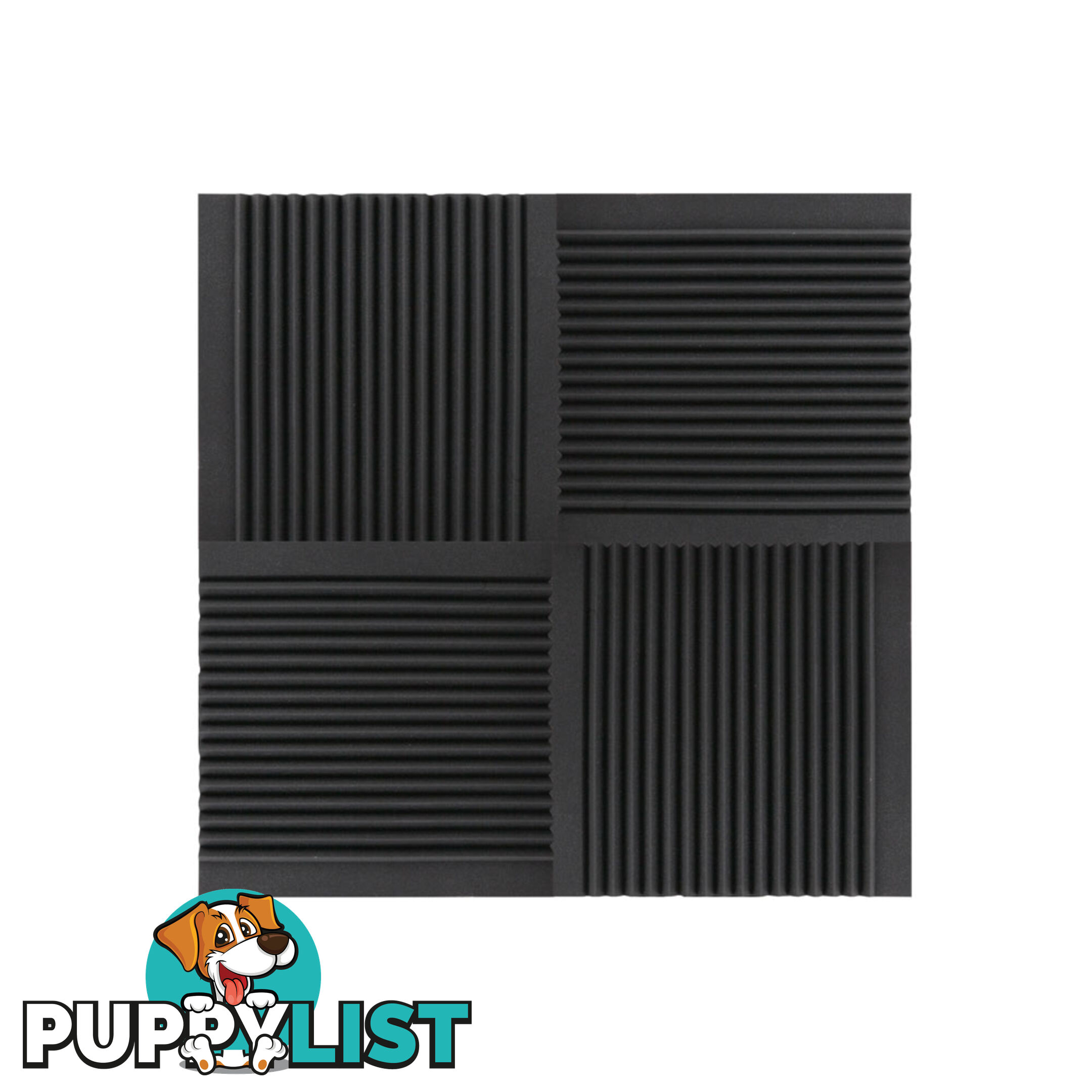 Set of 10 Studio Acoustic Foam Tile Wedge Black 50 x 50 x 5cm