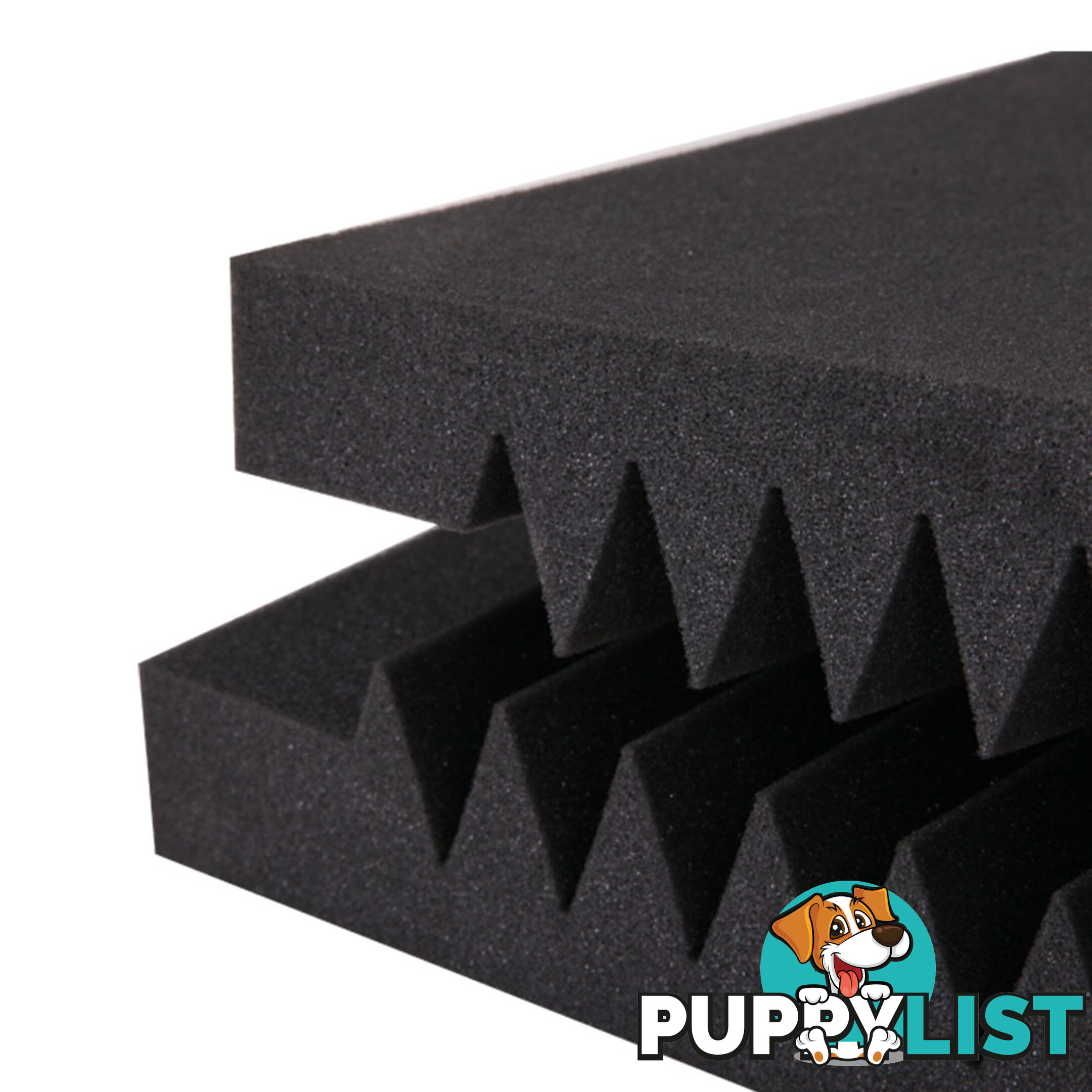 Set of 10 Studio Acoustic Foam Tile Wedge Black 50 x 50 x 5cm