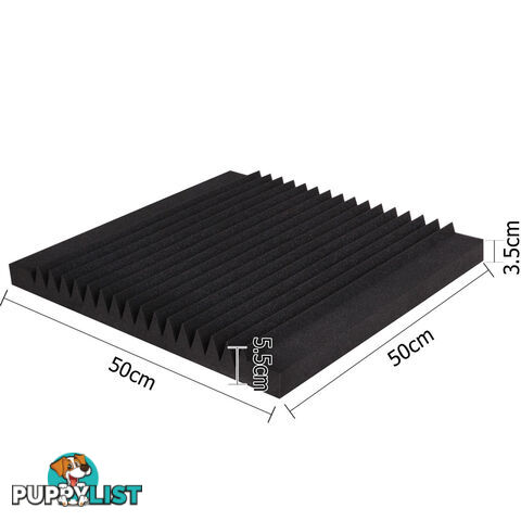 Set of 10 Studio Acoustic Foam Tile Wedge Black 50 x 50 x 5cm