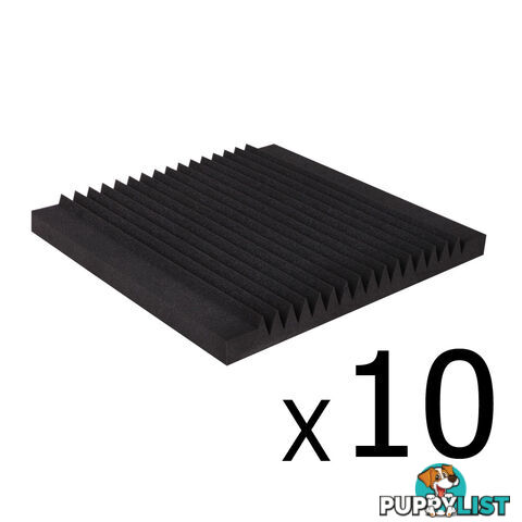 Set of 10 Studio Acoustic Foam Tile Wedge Black 50 x 50 x 5cm