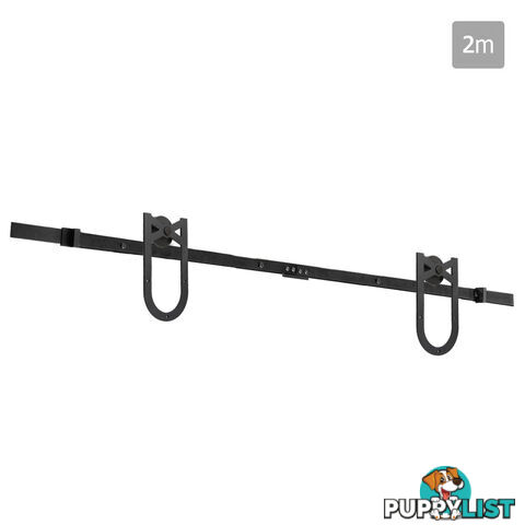 Cross Design Sliding Barn Door Hardware Track Set Powder Coat Steel Black - 2M