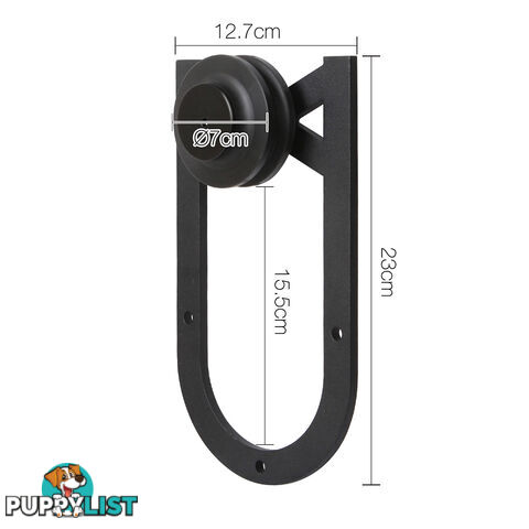 Cross Design Sliding Barn Door Hardware Track Set Powder Coat Steel Black - 2M