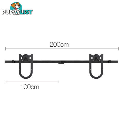 Cross Design Sliding Barn Door Hardware Track Set Powder Coat Steel Black - 2M