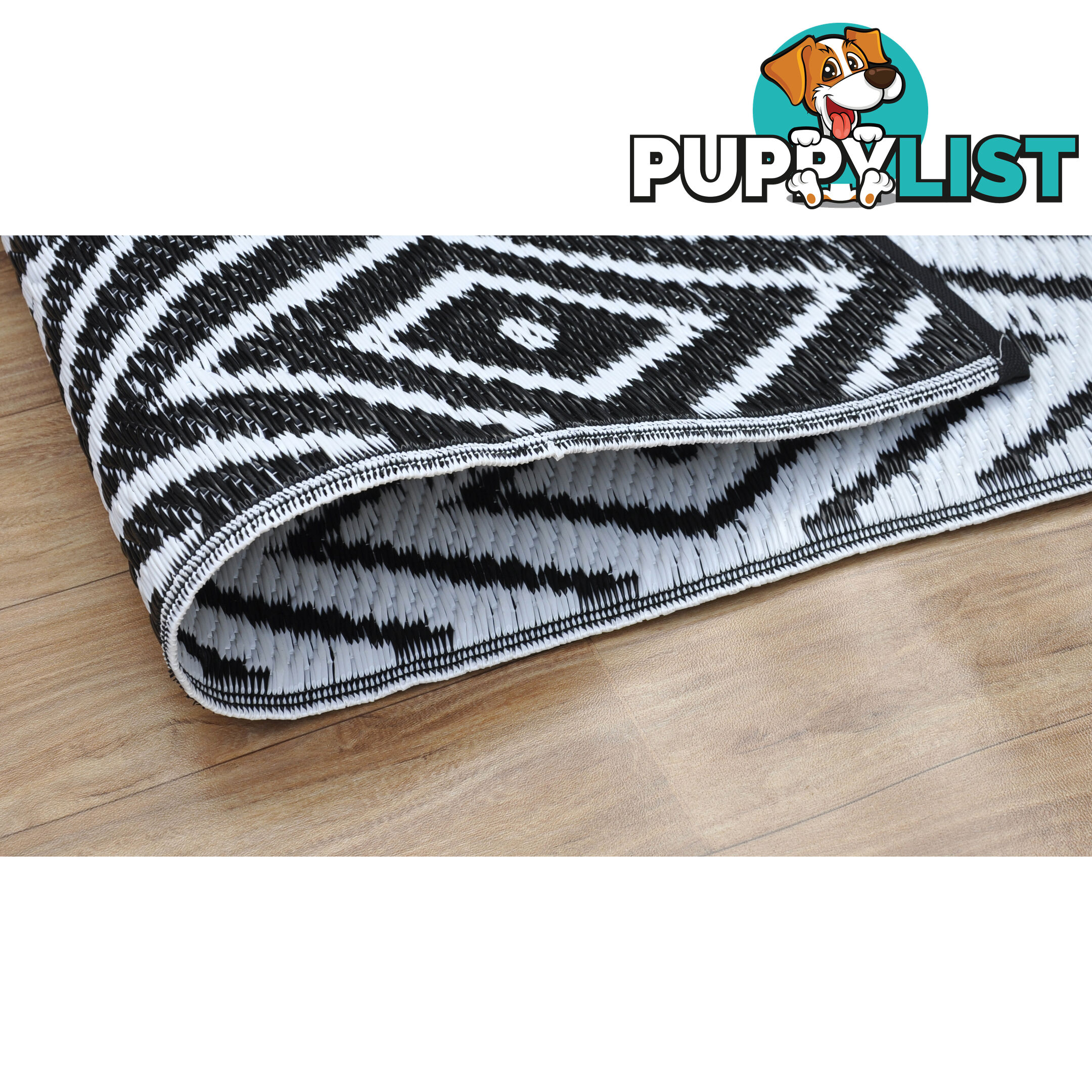 Diamond Reversable Rug Black & White 120x180cm