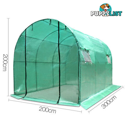 Greenhouse with Green PE Cover - 3M x 2M