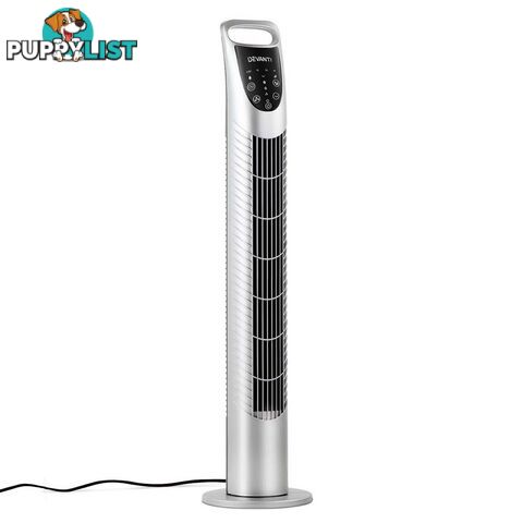 3 Speed Tower Fan  with Remote Control - Silver