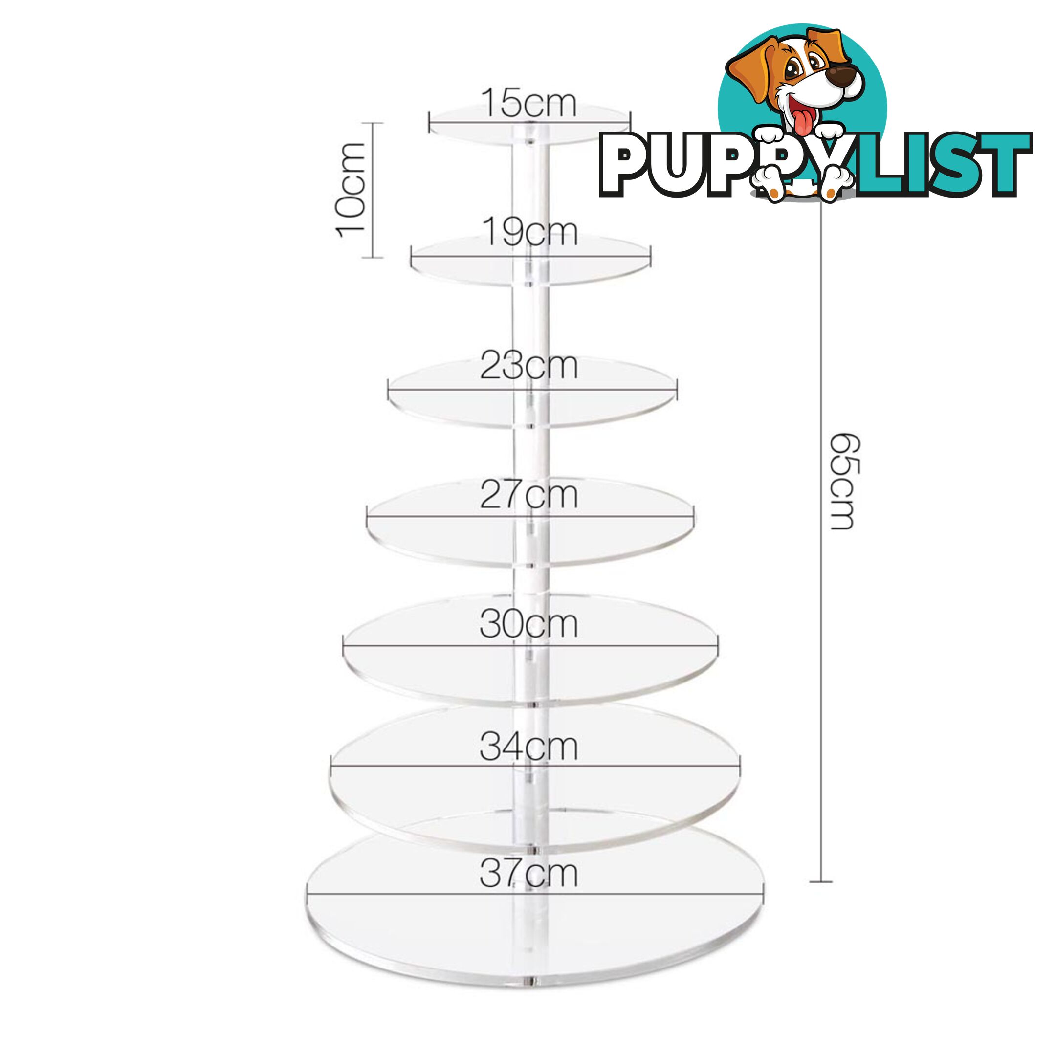 7 Tier Clear Acrylic Cake Stand 65CM