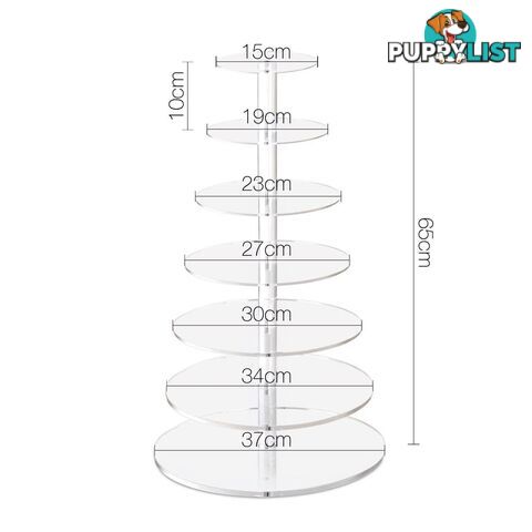 7 Tier Clear Acrylic Cake Stand 65CM