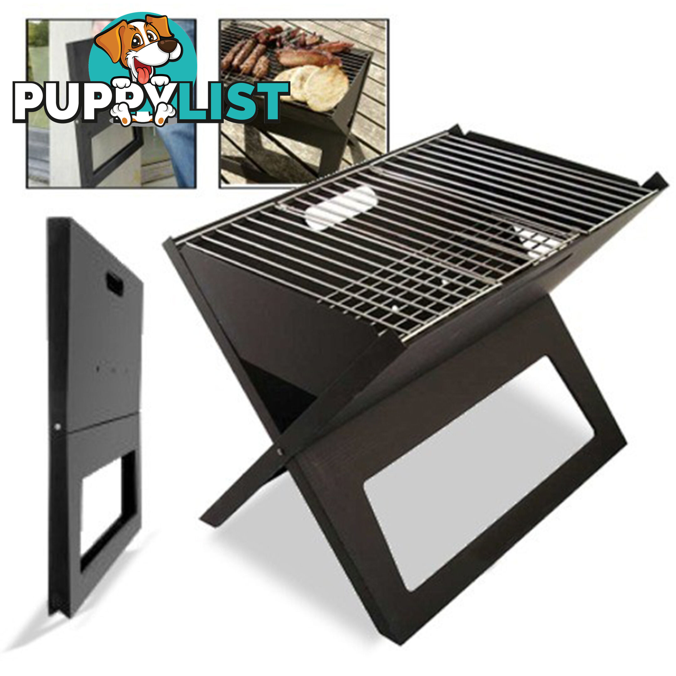 Portable Notebook Grill BBQ Foldable Folding Charcoal Camping Barbecue Picnic