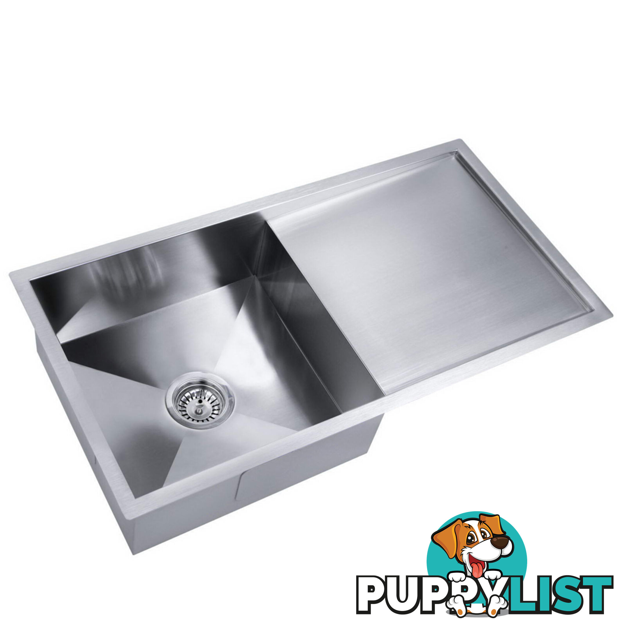 Stainless Steel Kitchen/Laundry Sink w/ Strainer Waste 870x450mm