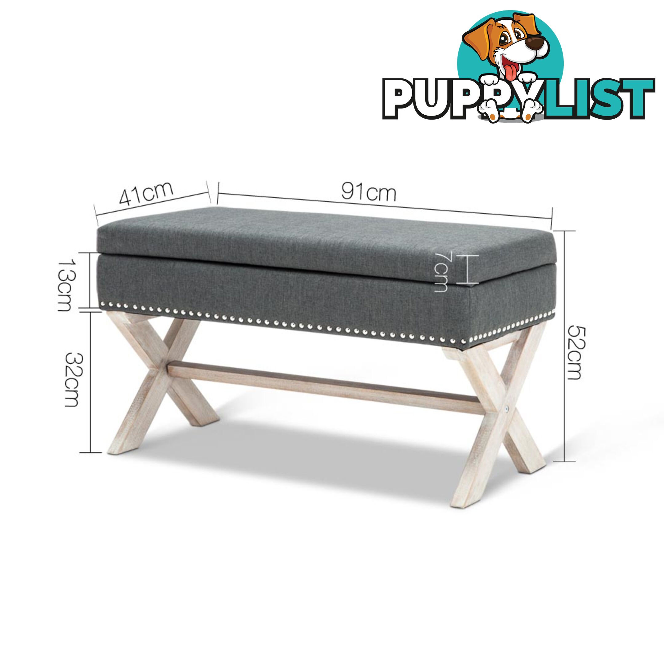 Seat Footstool Bench Stool Storage Ottoman - Grey