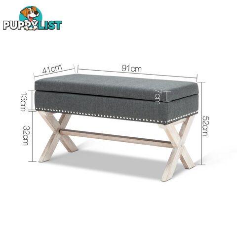 Seat Footstool Bench Stool Storage Ottoman - Grey