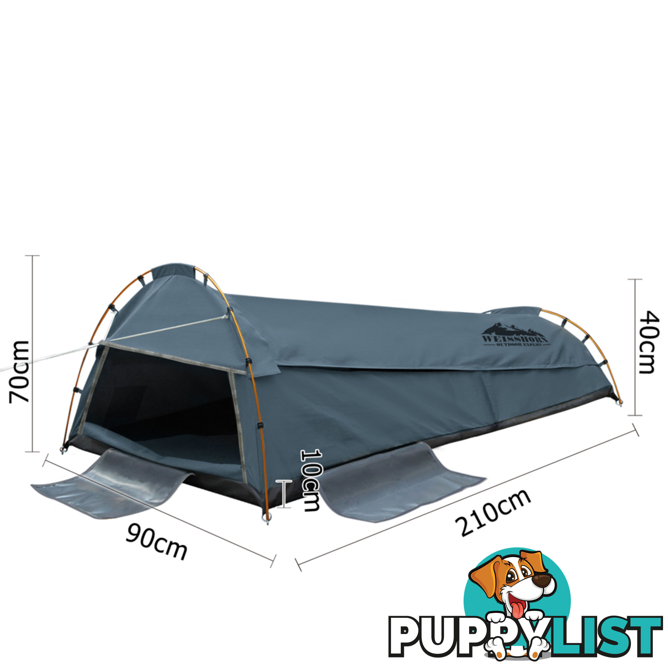 King Single Camping Canvas Swag Tent Navy w/ Air Pillow