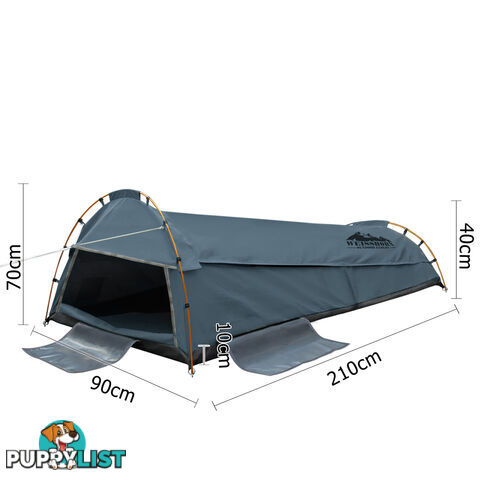 King Single Camping Canvas Swag Tent Navy w/ Air Pillow