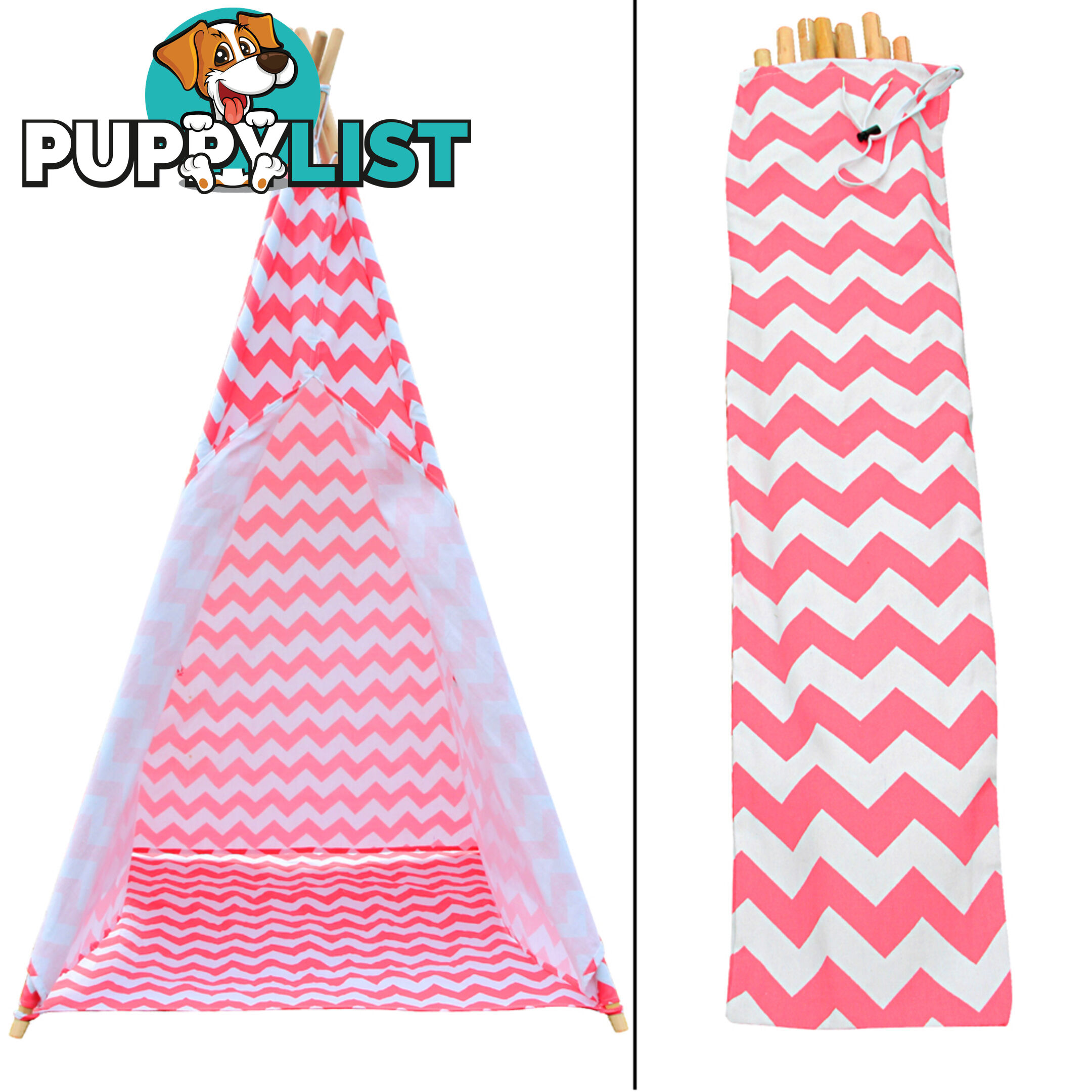 4 Poles Teepee Tent w/ Storage Bag Coral