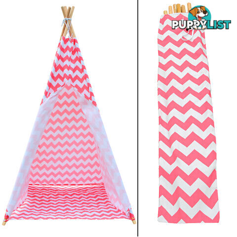 4 Poles Teepee Tent w/ Storage Bag Coral