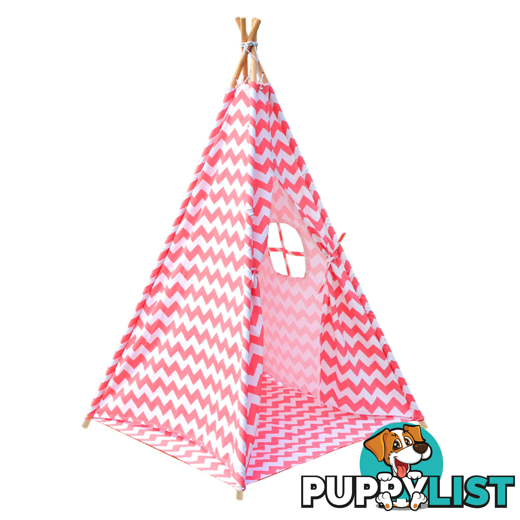 4 Poles Teepee Tent w/ Storage Bag Coral