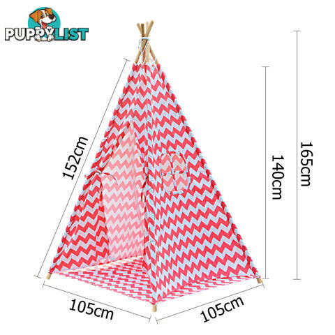 4 Poles Teepee Tent w/ Storage Bag Coral