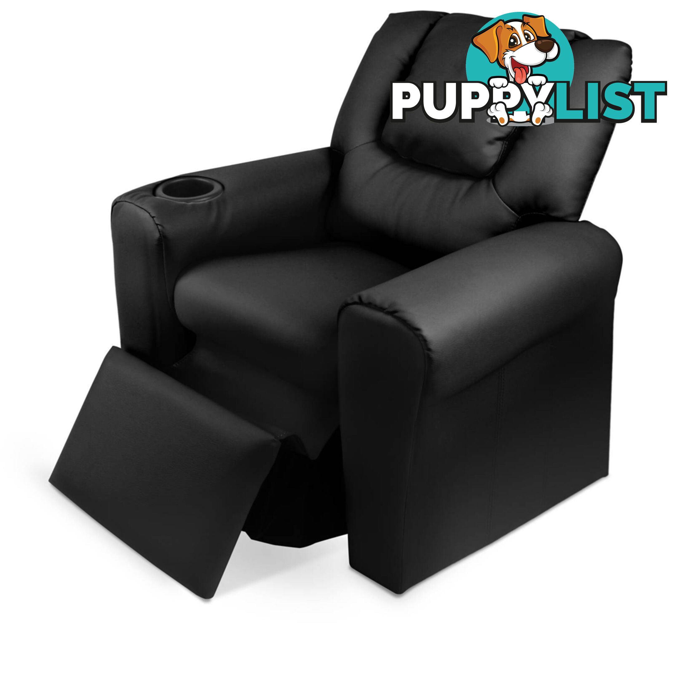 Kids Padded PU Leather Recliner Chair  - Black