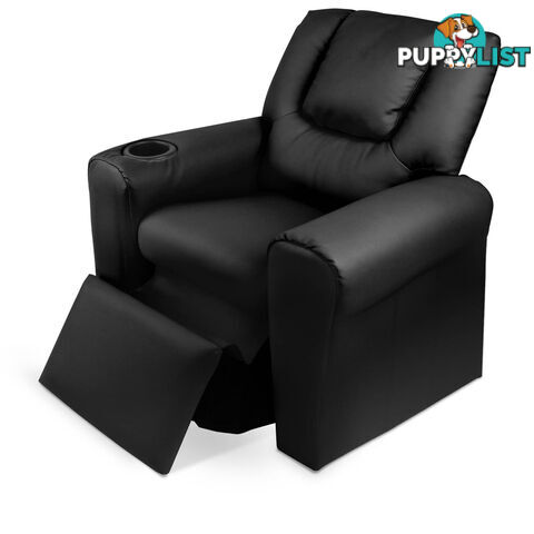 Kids Padded PU Leather Recliner Chair  - Black