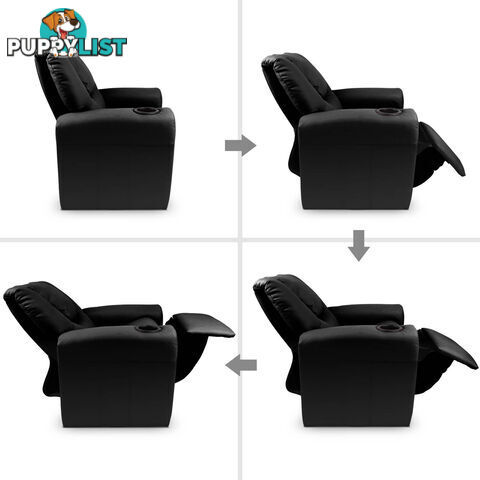 Kids Padded PU Leather Recliner Chair  - Black